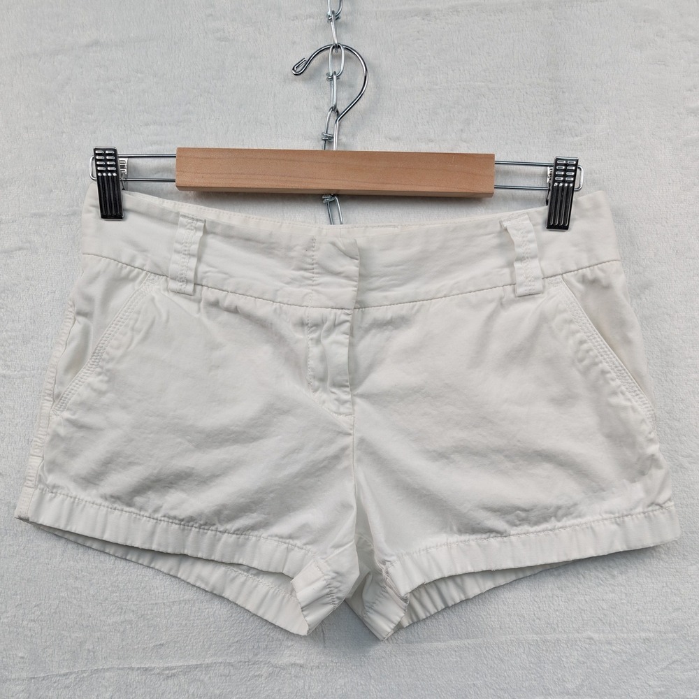 VTG J.Crew Shorts Women's 4 White 3" City Fit Chino Cuffed Preppy Coastal Y2K